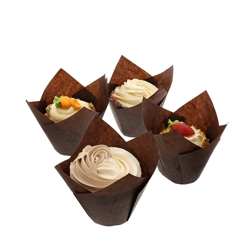 Royal Brown Tulip Style Baking Cups, Large, Sleeve of 200,