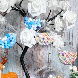 Toyvian 20pcs Clear Plastic Flat Ball Ornaments Discs 60mm Crafts DIY Fillable Ornaments Ball Ornaments Christmas Bauble