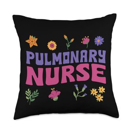 Pulmonary Nurse Job Designs Respiratory Therapist Pulmonary Floral Outfit Breathing Treatment Nursing Throw Pillow, 18x18, Multicolor