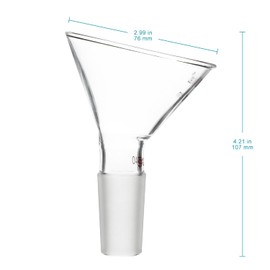 stonylab Glass Oblique Funnel, 60 Offset Borosilicate Glass Powder Funnel Inclined Triangular Funnel with 24/40 Standard Joint for Laboratory Materials Supplementing, 75 mm