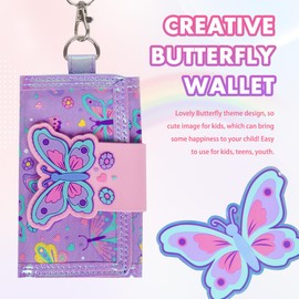 Kids Wallet for Girls Ages 5-6-7-8-9-10-12, Little Girls Trifold Cute Cartoon Unicorn Wallet with Lanyard, Birthday Gifts for Kids Teens