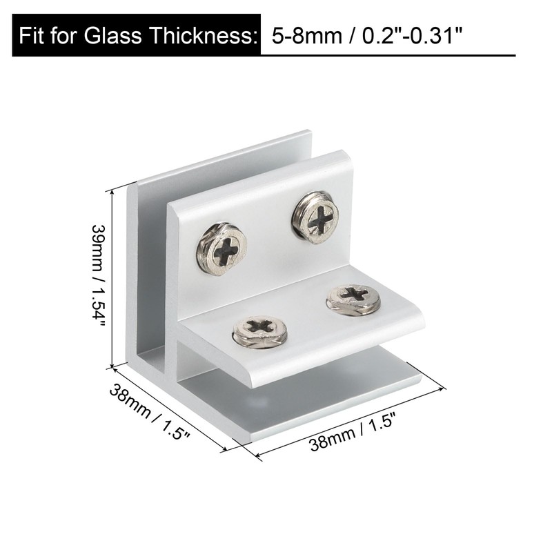 uxcell 90 Degree Glass Clamp, for 5-8mm Thickness Adjustable Double
