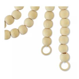 Holiday Time Natural Brown Wooden Bead Christmas Garland 9 ft New