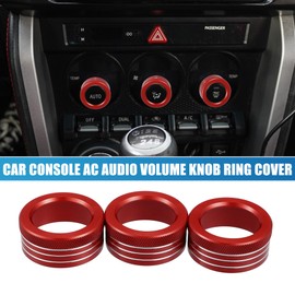 A ABSOPRO Car Console AC Audio Volume Knob Ring Cover for Subaru BRZ for Toyota 86 2013-2020 Red (Set of 3)