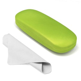 Marvolia Glasses Case Hard Shell - PU Leather Eyeglass Case Eyeglasses Case for Sunglasses Eye Glasses Case with Cleaning Cloth for Men Women - Grass Green