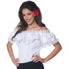 Senorita Blouse Women's Peasant Inspired Blouse Features Off-The-Shoulder with Elastic Lace Trim
