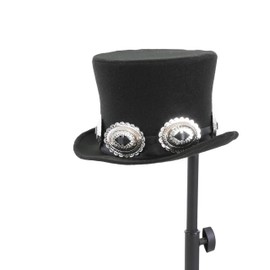 Wool Felt Top Hat Leather Concho Band Topper Mid Crown Opera Rocker Mad Hatter Classic Fits All Hat Black