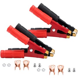 HuaLiSiJi Heavy Duty Jumper Cable Clamps 1000A Battery Cable Alligator Clips Car Battery Alligator Clips Pure Copper, with Insulating Sheath for Cars,Trucks, Ships (1000A 4PCS)