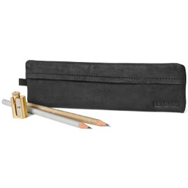 LEABAGS Leather Pencil Case - Genuine Leather Pencil Pouch Fort Vaux - Pen Case for Adults Men Women Work University