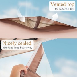 Sophia & William Canopy Tent Pop Up 10x10 ft, Outdoor Patio Portable Commercial Canopies Shelter with Screen Mesh, Roller Bag, 8 Stakes, 4 Guy Ropes, UPF50+ (Brown)