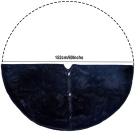 60 Inch Faux Fur Christmas Tree Skirt,Fall Blessings Xmas Tree Mat for Artificial Trees, Christmas Black Tree Skirt Mat for Farmhouse Decor New Year Tree Skirt