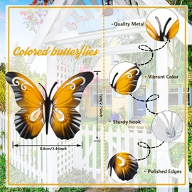 Ripeng 6 Pieces Metal Butterfly Wall Decor Butterfly Metal Wall Art Garden Butterfly Ornaments for Indoor Outdoor Garden Yard Sheds Home Walls Fences Decor, 3.5 x 2.8 Inch