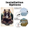DOODLREAM Wall Decoration Rustic Bear Drinking Coffee Tin Sign Retro