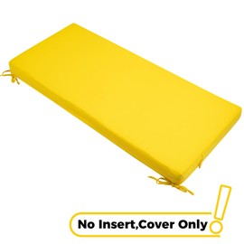 FUNHOME Outdoor Bench Cushion Cover 45 x18 x 3 inch,Water Resistant Cover with Zipper&Ties,Fade-Resistant Slipcover,Patio Porch Swing Cushion Cover Replacement Only,No Insert(Yellow)
