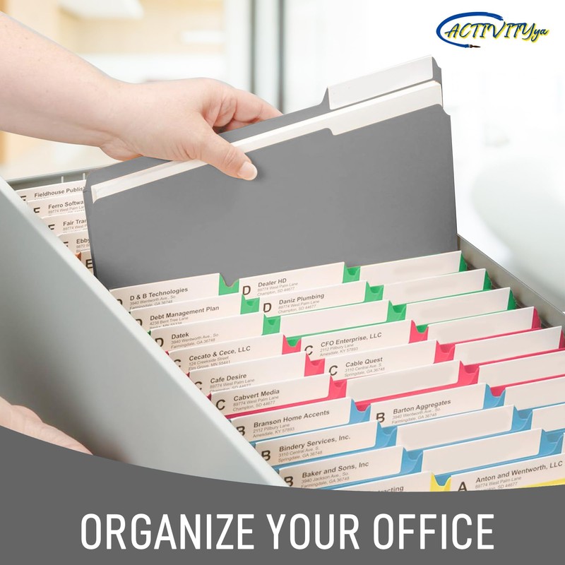 Grey File Folders, 1/3-Cut Tabs, Letter Size, 12-Pack – Durable