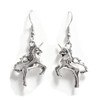 Unicorn – 3-D - 26.5x20mm - Silver alloy charm dangle earrings. Hypoallergenic Fishhook or Ball Post Earring Options
