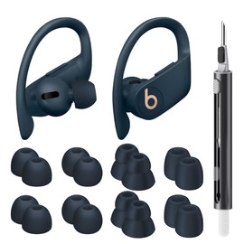 Seltureone 8 Pairs Ear Tips for Beats Powerbeats Pro/Beats Flex/Beats X Non-Slip Soft Silicone Fit in Case Beats Earbuds Replacement Tips for Beats Powerbeats Pro/Beats Flex/urBeats - Navy Blue