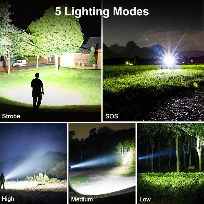 BengMxj Rechargeable LED Flashlights,990000 High Lumens Tactical Flashlight with Zoomable