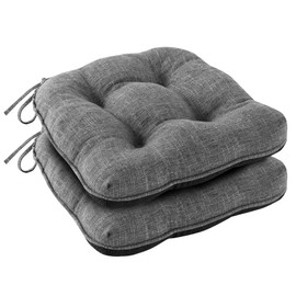 IPYNBAP Chair Cushions for Dining Chairs Set of 2, Indoor Kitchen Chair Cushions with Ties and Non Slip Backing, Tufted Shredded Memory Foam Kitchen Chair Pads, 15.5" x 15.5" x 4", Dark Grey