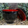 Ebros Gift Made In Japan Honeycomb Ridged Black Red Lacquer