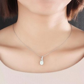 ALRNBY Pendant Necklace for Women Maple Leaf Jade Necklace Opal Teardrop Cloud Horseshoe Moon Necklace Bow Heart Necklace for Women Peace Dove Necklace Trendy Jewelry
