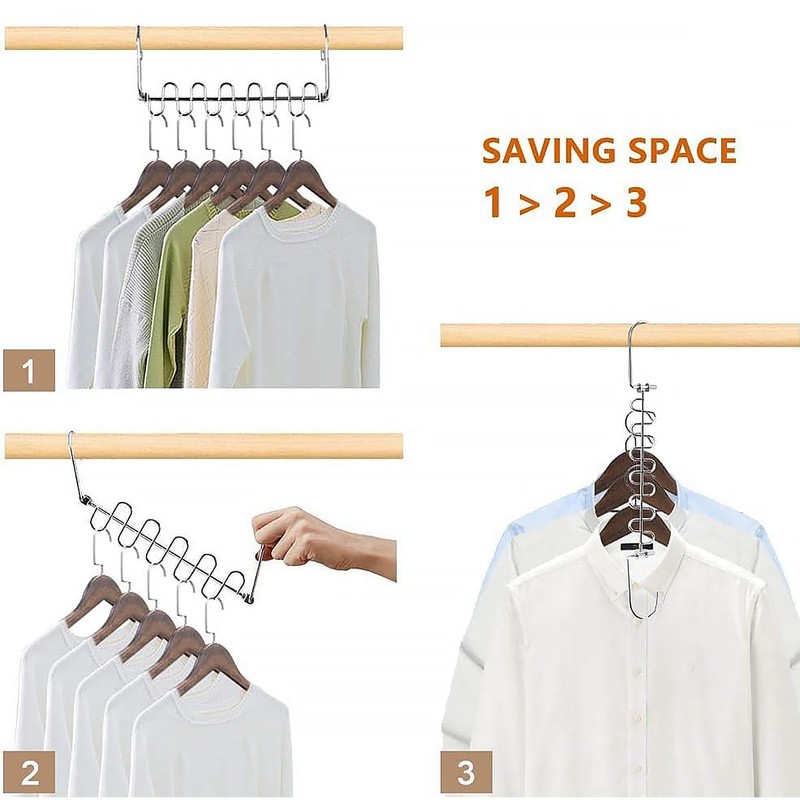 AIMALL Space-Saving Clothes Hanger 15x1.8in Iron Multi-Layer Organiser with 9