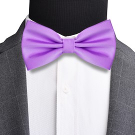 Branduce Mens Light Purple Bow Tie for Wedding Pre-tied Adjustable Solid Plain Color Bow Ties and Pocket Square Set for Party Business (BB01-16)
