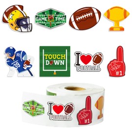 Haooryx 800pcs Football Sticker Roll(One Roll), Cartoon Football Sticker Decal for Sport Football Lover Self-Adhesive Football for Water Bottle Laptop Football Match Decor Sports Party Supply