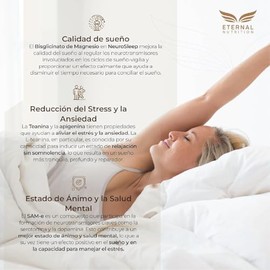 ETERNAL NUTRITION Neuro Sleep: Complejo Relajante (100 Cápsulas) | Bisglicinato de Magnesio, Teanina, Apigenina y SAM-e | 100 Porciones · 750 mg | Sueño Profundo, Descanso y Bienestar | Sin Melatonina