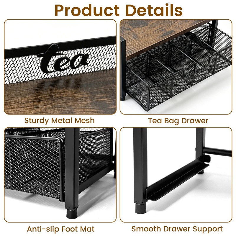 Uniqcovosa 2 Tier Tea Bag Organizer and Storage - 8