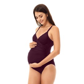 NUUR Maternity Swimsuits One Piece Bathing Suit Pregnancy Swimwear for Pregnant Women Medium