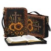 Wnbucioht Cross Sunflower Leopard Print Leather Study Bible Cover for
