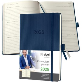 SIGEL C2562 Conceptum Weekly Planner 2025, Approx. A5, Dark Blue, hardcover, 2 Pages = 1 Week, 192 Pages