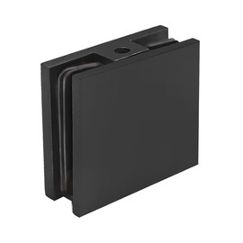 Shower Glass Clamp - Hole-in-Glass Fixed Panel U Clamp - Glass Shower Door Hardware for Bathroom - Squared U Clamps, Glass Clamps, Panel Clamp for 3/8"-1/2" (10-12 mm) Tempered Glass - Matte Black