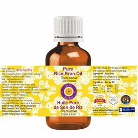 Deve Herbes Pure Rice Bran Oil (Oryza sativa) with Glass Dropper Cold Pressed 50ml (1.69 oz)