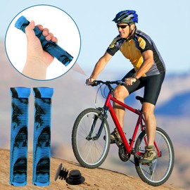 SoundZero 1 Pair of Bicycle Grips, Mixed Colour Handlebar Grips, Bike Handle Grip, MTB Handlebar Grips Bicycle, Non-Slip Soft Rubber Bicycle Handlebar Grips, for MTB, BMX, E-Bike, Cross Bike (Blue