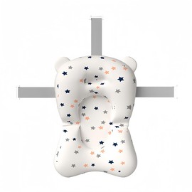 Baby Bath Support Cushion Soft Shower Bath Mat Adjustable Nonslip Newborn Toddler Bath Cushion for Baby 0-12 Months（White）