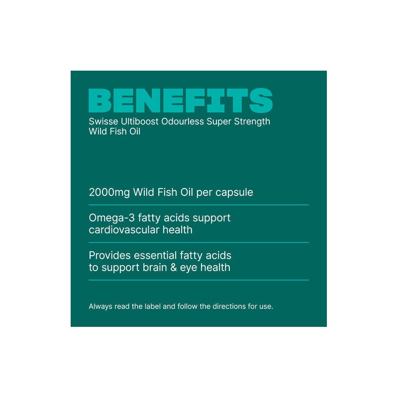 Swisse Odourless Super Strength Wild Fish Oil 2000mg 200 Capsules