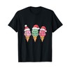 Christmas Lights Ice Cream Cone with Santa Hat Design T-Shirt