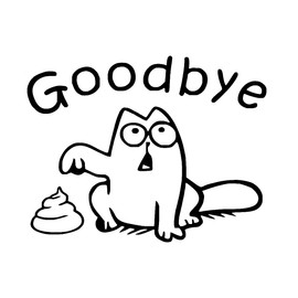 Cat Waving Bye Fun Bathroom Décor, Funny Toilet Sticker, Car Bumper Sticker, Toilet Lid Decal, Home Wall Art