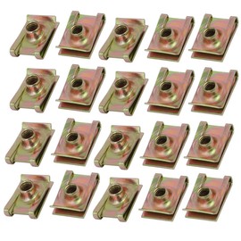 uxcell 20pcs Iron Speed Fastener U Nut Clip Brass Tone for M6 Screw Bolt