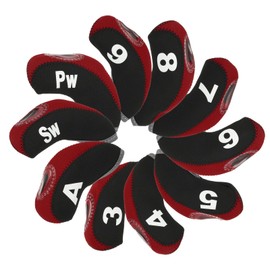 PATIKIL Golf Club Head Cover, 10 Pcs Number Golf Club Irons Covers Neoprene Driver Headcover Golf Lovers Gifts for Men Women, Black/Burgundy