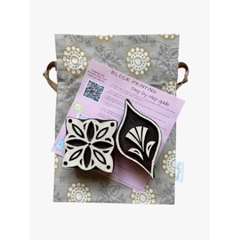 Handcrafted Wooden Block Printing Stamps, Abstract Pattern Design, Set of 2