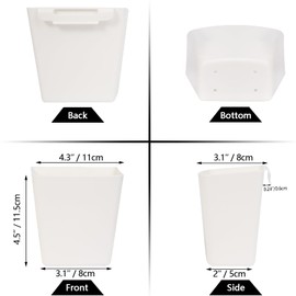 AYVANBER 6 Pack Hanging Cup Holder for Rolling cart Accessories Hooks Little Hanging Buckets Hanging Storage Bins Craft Supplies for Rolling Utility Cart Slim Storage Cart (White)