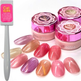 Nail Recipe Color Gel Nail Color Set, UV / LED, Soak Off Type, Self Nail Coloring (Flower Cat Eye, 10 Colors)