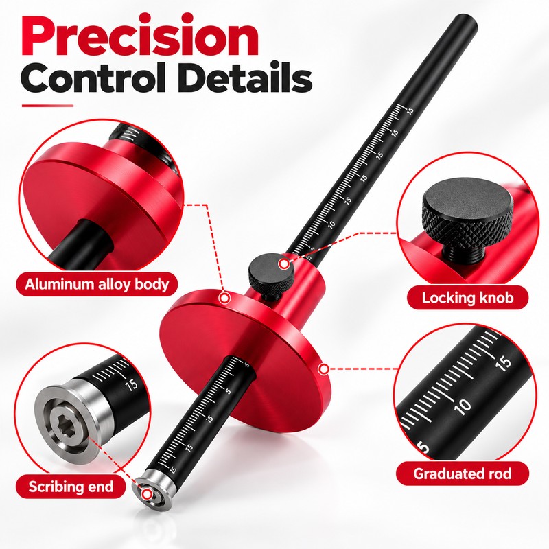Woodworking Wheel Marking Gauge, Aluminum Alloy Wood Scriber for Precision