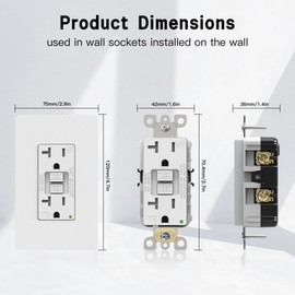 ThunderWay GFCI Outlet 20 Amp, LED Indicator, Tamper-Resistant, Weather Resistant Receptacle Indoor or Outdoor Use, Ground Fault Circuit Interrupter, Wallplate Included, ETL Listed, Matte White, 1Pack