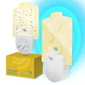 Plug-in Flying Insect Trap Banana Scent, Captures House Flies, Fruit Flies, Gnats, Moths, Indoor Fly Catcher, 1 Plug-in Station+ 5 Trap-Boards