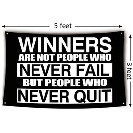 Motivational Home Gym Flag Winners Are Not People Who Never Fail 3x5 Feet Gym Banners and Flags Inspirational Office Gym Dorm Wall Decor for Room with Bass Gromments