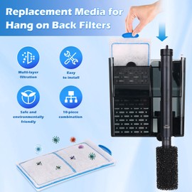 hygger Aquarium HOB Filters Fish Tank Hang On Aquarium Filter (4W-Replacement)